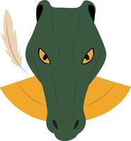 Ammit god peeking, Alligator Head Feather Design Graphic vector