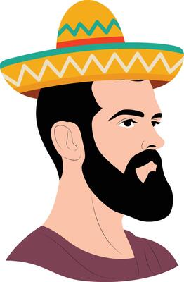 cinco de may man profile sombrero hat graphic design