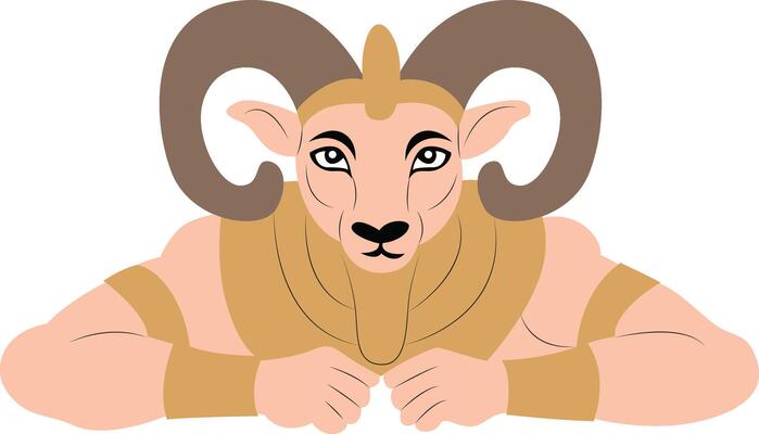 Khnum god peeking, Powerful Ram God Digital Artwork