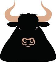 Mnevis god peeking, Black Bull, incarnation of Ra god, Black Bull Head Silhouette Icon Design vector