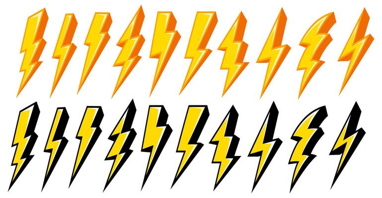 set lightning icon. modern flash sign. trendy power symbol design illustration