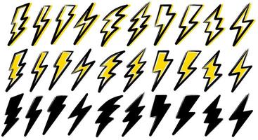 set power lightning icon. Grunge Thunderbolt Sign Template Design Illustration vector