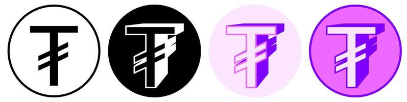 Set trendy Tugrik Symbol icon. Mongolian currency pictogram illustration vector