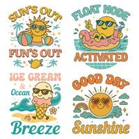 Summer Tee Shirt Design Sublimation, Summer Vibes Illustration, Summer Vacation Graphics Set vector