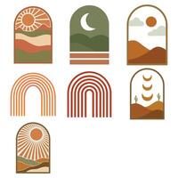 Abstract Boho Sun Design For Minimalist Retro Wall Art Prints vector