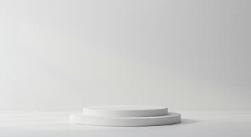 3d render of a white pedestal on a white background photo