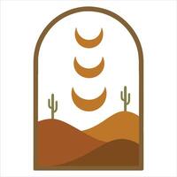 Modern Boho Wall Art Print With Retro Sun And Abstract Sublimation Design vector