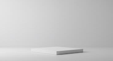 3d render of a white box on a grey background photo
