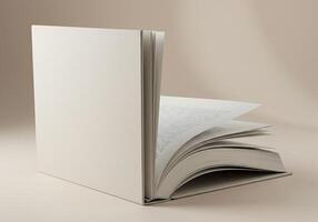 Open book on a beige background 3d render photo