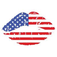 Firecracker Kiss Lips with American Flag Texture vector