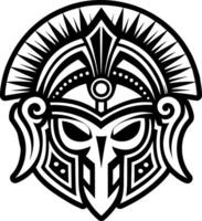 A filled style icon showing a warrior helmet vector