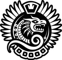 A black and white emblem with a dragon and wings vector