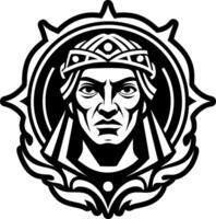 A solid style icon showing portrait tattoo artwork vector
