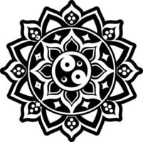 Solid icon depicting harmony mandala artwork vector