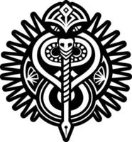 Serpent staff icon in solid style vector