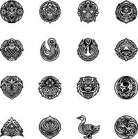 A set of black and white celtic symbols vector