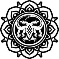A filled style icon showing lizard mandala vector