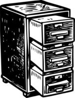 A vintage style illustration of a file cabinet vector
