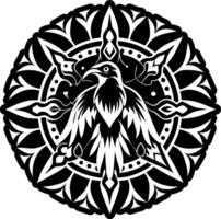 A solid icon showing bird mandala vector