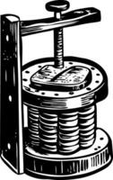 A vintage style illustration of a press machine vector