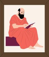 Xenocrates fullbody reading, hand drawn vector