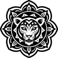 Solid icon depicting lion mandala symbol vector