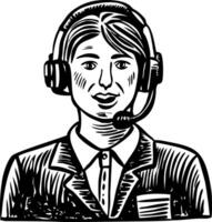 A vintage style illustration showing customer service vector