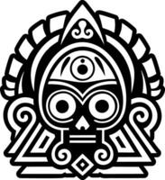 An aztec mask with a skull and eye vector
