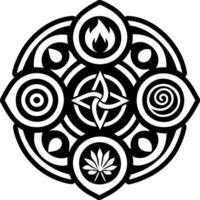 A celtic symbol with four circles and a leaf vector