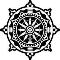 A filled style icon depicting dharma symbol vector