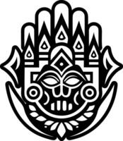 A black and white image of a hand with a tribal design vector