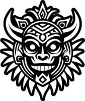 A tribal mask with horns and a face vector