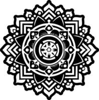 A glyph style icon showing ornamental mandala vector
