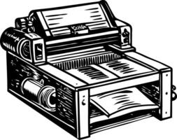 A vintage style illustration of a printing machine vector