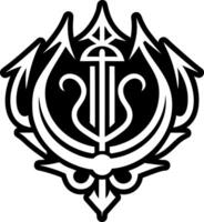 A glyph style icon of trident weapon tattoo vector