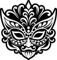 A filled style icon depicting ornate mask vector