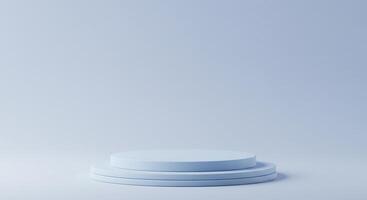 A blue pedestal with a white base on a plain background photo