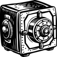 A vintage style illustration of a retro vault vector
