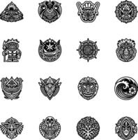 A set of different tribal designs on a white background vector