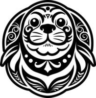 A monk seal icon in solid style vector