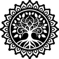 A solid style icon showing bodhi tree enlightenment vector