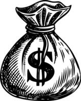 A sketchy style illustration of a money bag vector