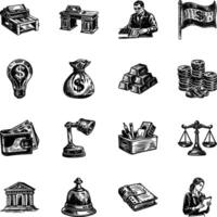 Bundle of Vintage Style Banking Illustrations vector