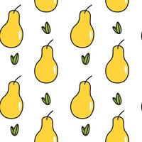 Pear Seamless Pattern and Single Fruit Set vector