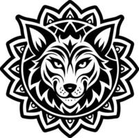 A glyph style icon of wolf mandala vector