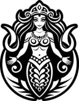 Sea goddess icon in glyph style vector