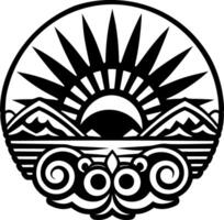 Rising sun icon in solid style vector