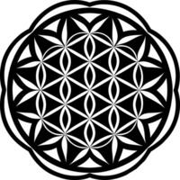 A solid icon of geometric flower sacred pattern vector