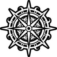 A filled style icon depicting compass tattoo vector