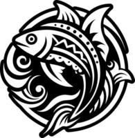 A solid style icon of fish symbol vector